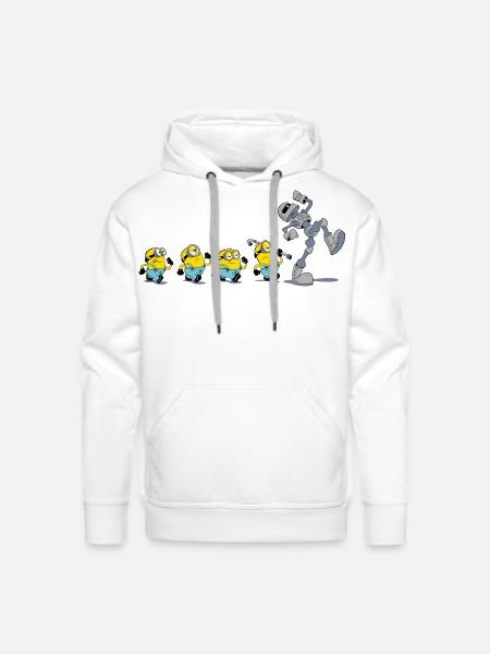 Minions In A Row With Robot - Men's Premium Hoodie - white