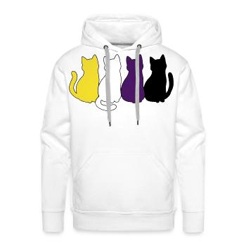 Non Binary Pride – Yellow White Purple Black Cats - Men's Premium Hoodie - white - Front - Liam (192cm)