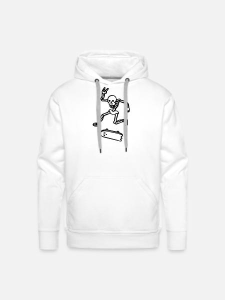 Skateboard Skeleton - Men's Premium Hoodie - white