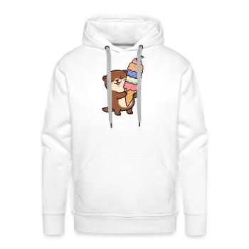 Otter Rainbow Ice Cream Cone - Men's Premium Hoodie - white - Front - Liam (192cm)