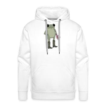Cute Cowboy Frog in Western Boots Cartoon - Men's Premium Hoodie - white - Front - Liam (192cm)