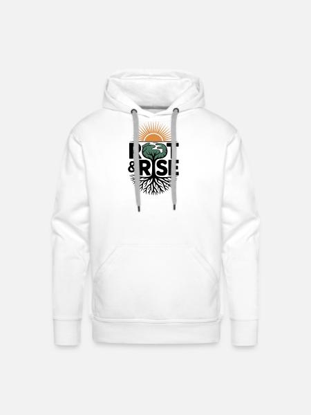Root & Rise: Sunburst Tree - Men's Premium Hoodie - white