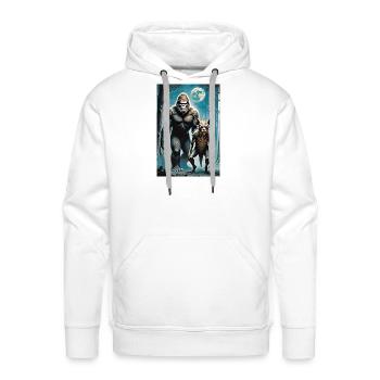 Bigfoot and chupacabra forest walkers full moon  - Men's Premium Hoodie - white - Front - Liam (192cm)