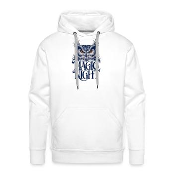 -mystical-snow-owl-with-glowing-amber-eyes-perc - Men's Premium Hoodie - white - Front - Liam (192cm)