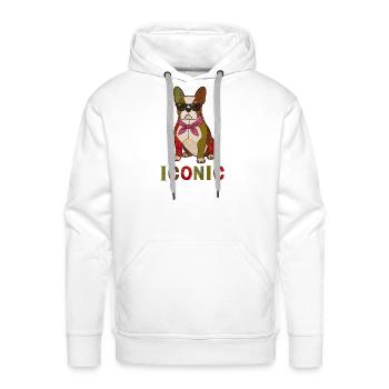 Iconic French Bulldog Sunglasses Patchwork - Men's Premium Hoodie - white - Front - Liam (192cm)