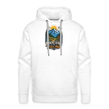 Mountains Are Calling Adventure Tee - Men's Premium Hoodie - white - Front - Liam (192cm)