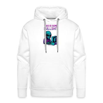 Neon Alien at Retro Computer - Men's Premium Hoodie - white - Front - Liam (192cm)