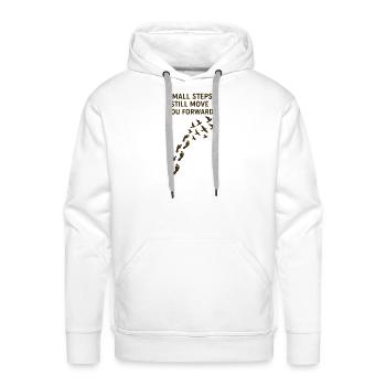 Small Steps Forward Quote with Footprints - Men's Premium Hoodie - white - Front - Liam (192cm)