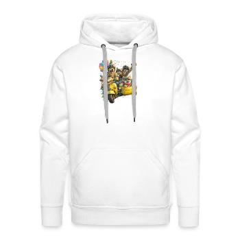 Puptastic Parade on Yellow Scooter - Men's Premium Hoodie - white - Front - Liam (192cm)