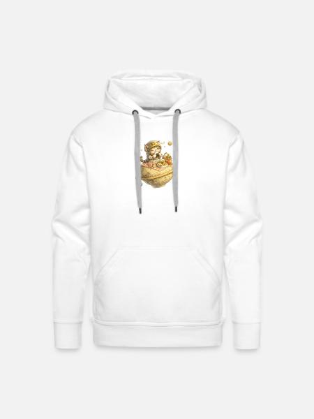 Lunchocat on Moon Cheese - Men's Premium Hoodie - white