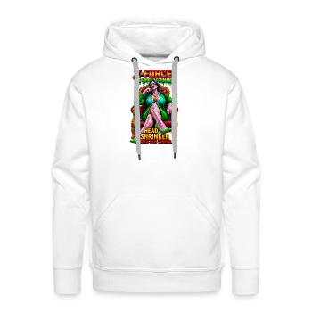 Z-FORCE: HEAD SHRINKER  - Men's Premium Hoodie - white - Front - Liam (192cm)