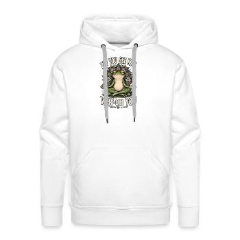 Zen Frog Meditate: FCKYOU Message - Men's Premium Hoodie - white - Front - Liam (192cm)