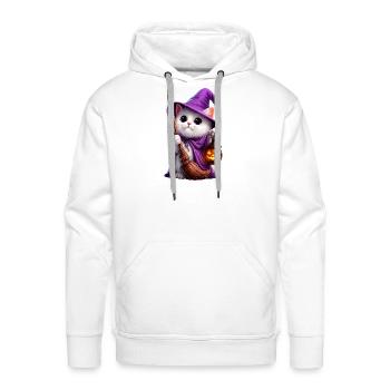 Lilac Witch Kitten Halloween - Men's Premium Hoodie - white - Front - Liam (192cm)