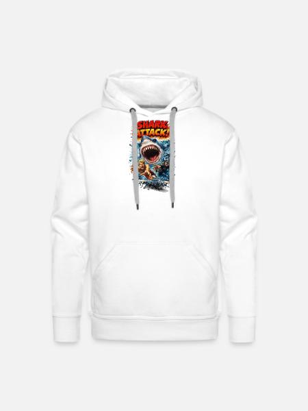 Shark Attack Retro Comic Splash - Men's Premium Hoodie - white