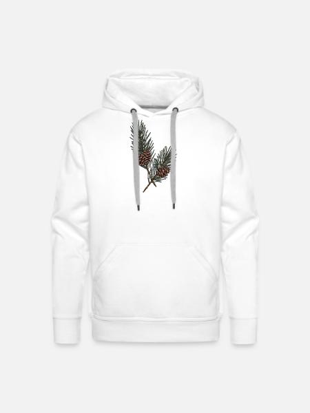 Evergreen Pinecone Sprigs - Men's Premium Hoodie - white