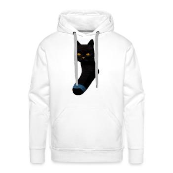 Black Cat in Sock - Men's Premium Hoodie - white - Front - Liam (192cm)