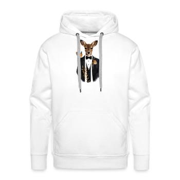 Elegant Deer in a Tuxedo with Birds - Men's Premium Hoodie - white - Front - Liam (192cm)