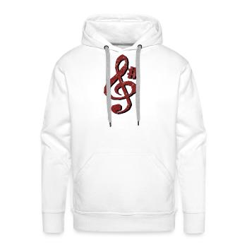 Red Speckled Treble Clef Hashtag - Men's Premium Hoodie - white - Front - Liam (192cm)