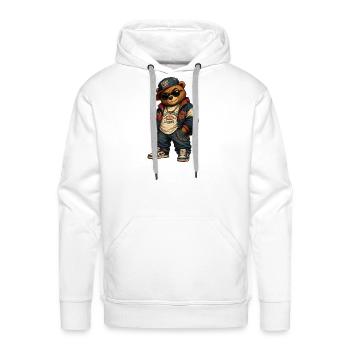 Bear Life Retro 1990s Legend Tee - Men's Premium Hoodie - white - Front - Liam (192cm)