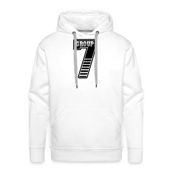 Group 7 Varsity Number Sports Team Black And White - Men's Premium Hoodie - white - Front - Liam (192cm)
