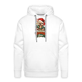 Resting Grumpy Face French Bulldog Christmas Shirt - Men's Premium Hoodie - white - Front - Liam (192cm)
