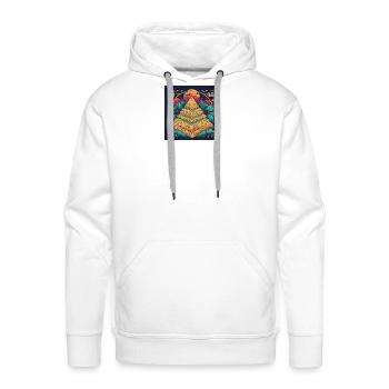 Neon Pyramid Glyphs in Cosmic Clouds - Men's Premium Hoodie - white - Front - Liam (192cm)