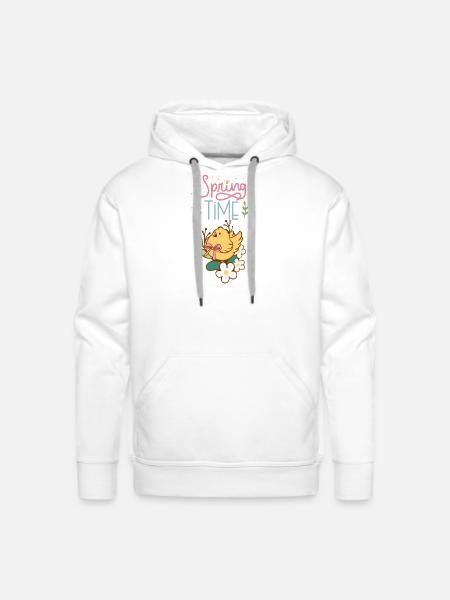 Spring Time Chickadee Bloom - Men's Premium Hoodie - white