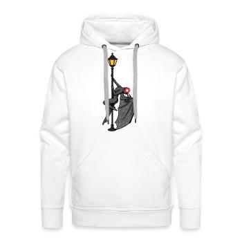 Mothman Pole Dancing On A Street Lamp Funny - Men's Premium Hoodie - white - Front - Liam (192cm)