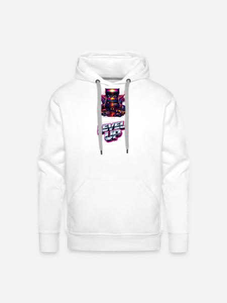 Neon Level Up Arcade - Men's Premium Hoodie - white