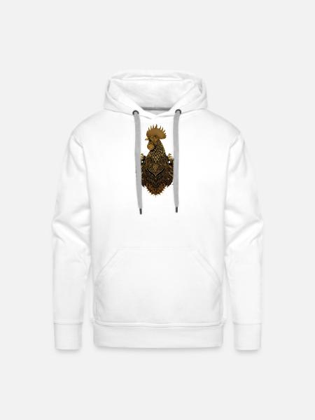 Golden ornate rooster art - Men's Premium Hoodie - white