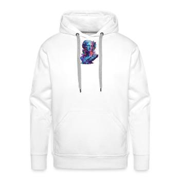 Neon Glitch Bust: Digital Marble Portrait - Men's Premium Hoodie - white - Front - Liam (192cm)