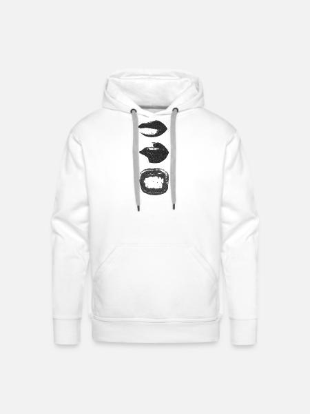 Mono Lip Print Kiss Pattern - Men's Premium Hoodie - white