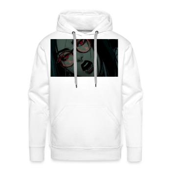 Cyberpunk Hacker Girl | Glitch Tech Dark Anime Art - Men's Premium Hoodie - white - Front - Liam (192cm)