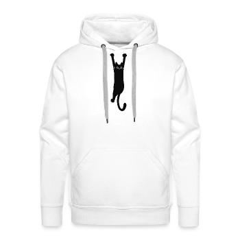 Midnight Cat Silhouette with Raised Paws - Men's Premium Hoodie - white - Front - Liam (192cm)