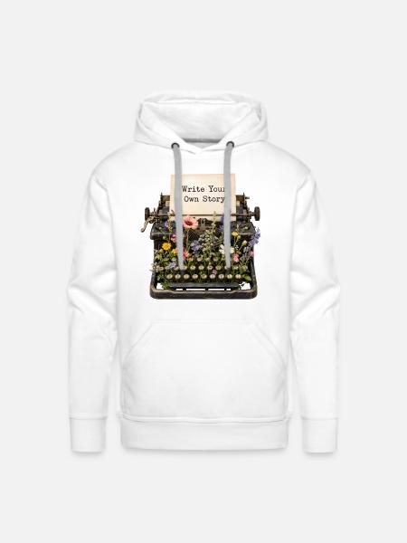 Vintage Floral Typewriter Aesthetic Retro Design - Men's Premium Hoodie - white