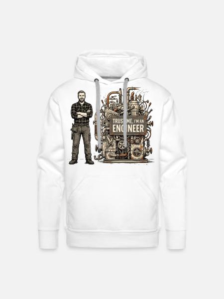 Steampunk Engineer Portrait Machine - Men's Premium Hoodie - white