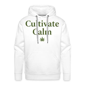 Cultivate Calm Hemp Cannabis Saying - Men's Premium Hoodie - white - Front - Liam (192cm)