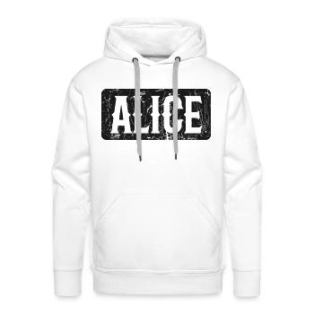 Alice Devise Dire Femme Prénom - Molleton à capuche Premium pour homme - blanc - Devant - Liam (192cm)
