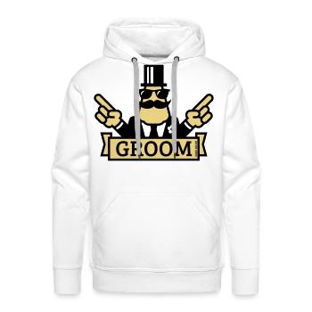 Pointing Groom (Enterrement de vie de garçon / Enterrement de vie de garçon / 2C) - Molleton à capuche Premium pour homme - blanc - Devant - Liam (192cm)