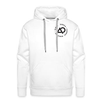 Black Alpha Omega Campus Ministry Logo - Men's Premium Hoodie - white - Front - Liam (192cm)