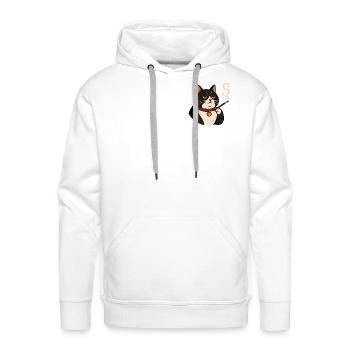 Funny Grumpy Tuxedo Cat Smoking Cigarette Design - Men's Premium Hoodie - white - Front - Liam (192cm)