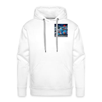 Sunset Flock in Blue Tide - Men's Premium Hoodie - white - Front - Liam (192cm)