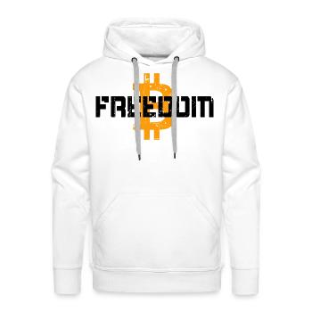 Bitcoin Freedom Devise - Molleton à capuche Premium pour homme - blanc - Devant - Liam (192cm)