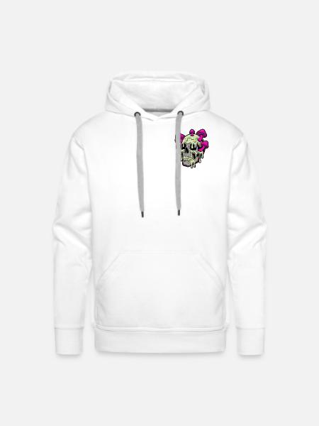 Neon Melt Skull with Mushrooms - Men's Premium Hoodie - white