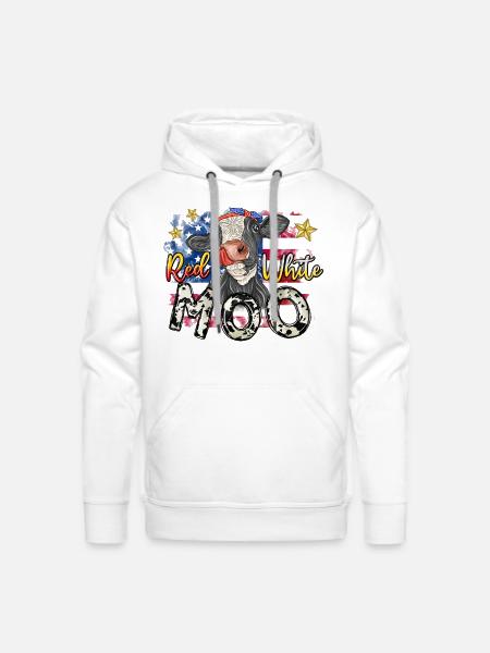Red White Moo - Men's Premium Hoodie - white