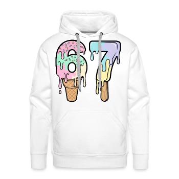67 ice cream drip  - Men's Premium Hoodie - white - Front - Liam (192cm)