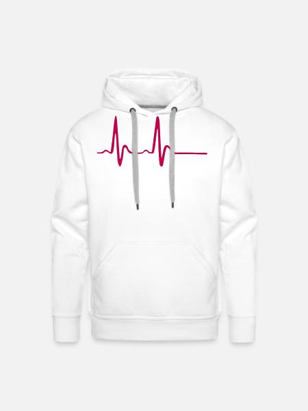 Heartbeat, ECG, EKG - Men's Premium Hoodie - white