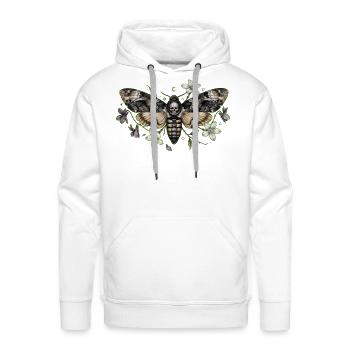 Skull Moth Bloom with Dark Floral - Men's Premium Hoodie - white - Front - Liam (192cm)