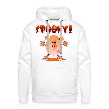 COCHON EFFRAYANT D’HALLOWEEN - Molleton à capuche Premium pour homme - blanc - Devant - Liam (192cm)