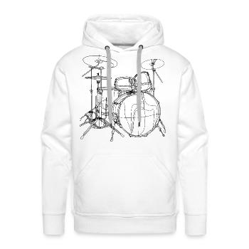 Drum Kit Sketch - Men's Premium Hoodie - white - Front - Liam (192cm)